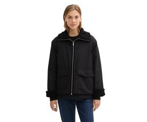 Hybridjacke TOM TAILOR DENIM, Damen, Gr. M (38), schwarz (deep schwarz), Obermaterial: 85% Polyester, 15% Baumwolle. Futter: 100% Polyester, unifarben, regular fit Po-bedeckend, ohne Ausschnitt, Aufsc