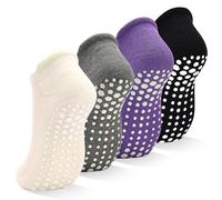 HYCLES Yoga Socken Damen Sneaker Stoppersocken 4 Paar Pilates Rutschfeste Socken Antirutschsocken für Trampolin Zuhause Fitness Krankenhaus 35-38