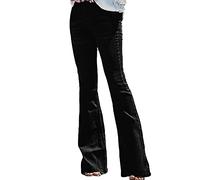 HYCYYFC Ausgestellte Schlaghose mit elastischer Taille für Damen, Röhrenjeans, gerade, Stretch-Denim mit weitem Bein, Schlagjeans (Color : Black, Size : XL)