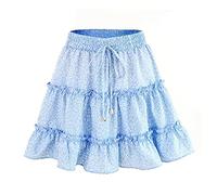 HYCYYFC Damen Rock Minirock mit Rüschen Blümchen Röcke Sommerrock Elastische Bund Kurzrock Casual Skirt (Color : G, Size : M)