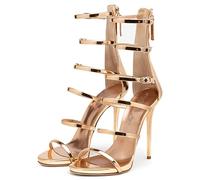 HYDgfiuf Damen 13CM Stiletto High Heels, Goldener Gladiator Knöchelriemen Offene Zehensandalen Sexy Stripper Club Pole Dance Hochzeitskleid Schuhe,Gold,42