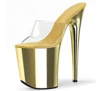 HYDgfiuf Damen Gold Stiletto High Heels Plateau Sandalen Sexy Stripper Club Pole Dance Hochzeitskleid Party Schuhe Große Größe 35-46,Gold,46