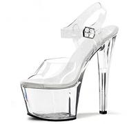 HYDgfiuf Damen Transparente Plateausandalen Klar Stiletto High Heels Sexy Stripper Club Pole Dance Show Heels Hochzeitskleid Party Schuhe Unisex Große Größe,Clear,41