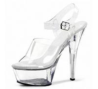 HYDgfiuf Frauen 15CM Stiletto High Heels Transparente Plateau Sandalen Sexy Stripper Club Pole Dance Hochzeitskleid Party Schuhe Große Größe 35-46,Clear,44