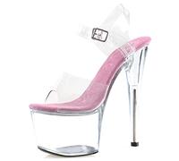 HYDgfiuf Frauen Transparente Plateausandalen Offene Spitze High Heels Sexy Stripper Club Pole Dance Show Heels Hochzeitskleid Party Schuhe Unisex Große Größe,Rosa,38