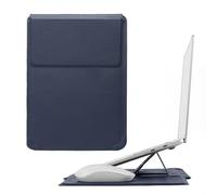 Hyfant Laptop-Hülle mit klappbarem Ständer und Mauspad 12-16 Zoll Leder Laptop-Tasche Notebook Schutzhülle Slim Bag für MacBook Air/Pro Dell Lenovo ThinkPad HP Samsung Asus (Dunkelblau, 13"-14")