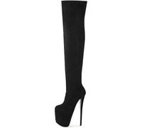 HYFZXWX Damen Plateau-Overknee-Stiefel Stretch bunter Aufdruck Stilettos hohe Stiefel 7,8 Zoll sexy High Heels modische Pole-Dance-Schuhe Unisex Herren große Größe shoes/A/44EU