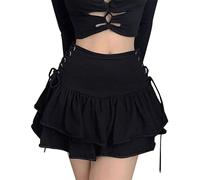 HYFZXWX Damen Punk Gothic Rock Faltenrock Plaid Print Hohe Taille Stretch Mini Skaterrock Doppelspitze Punk Gothic Rock Faltenrock Schulmädchen Stil Cosplay spitze/b1/XXL