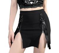 HYFZXWX Damen Punk Gothic Rock Faltenrock Plaid Print Hohe Taille Stretch Mini Skaterrock Doppelspitze Punk Gothic Rock Faltenrock Schulmädchen Stil Cosplay spitze/a5/S