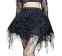 HYFZXWX Damen Punk Gothic Rock Faltenrock Plaid Print Hohe Taille Stretch Mini Skaterrock Doppelspitze Punk Gothic Rock Faltenrock Schulmädchen Stil Cosplay spitze/a6/L