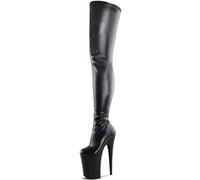 HYFZXWX Unisex Herren Damen Plus Size Overknee High Heel Stiefel 8 Zoll Stiletto Heels Oberschenkelhohe Stiefel Sexy Stripper Club Fetisch Wear Schuhe lace/Black Matte/44EU