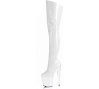 HYFZXWX Unisex Herren Damen Plus Size Overknee High Heel Stiefel 8 Zoll Stiletto Heels Oberschenkelhohe Stiefel Sexy Stripper Club Fetisch Wear Schuhe lace/white/41EU