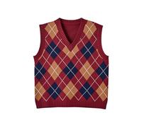 Hyipels Damen-Strickweste, Y2K ärmelloses Muster, Preppy-Stil, gestricktes bauchfreies Tanktop für Mädchen, XL