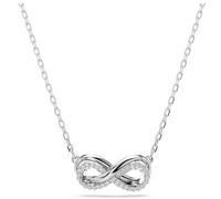 Hyperbelanhänger mit Pavé, Unendlichkeit, weiß, rhodiniert