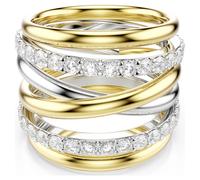 Hyperbola Cocktailring, Rundschliff, Weiß, Metallmix 50