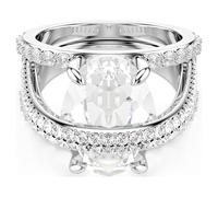 Hyperbola Cocktailring, Verschiedene Schliffe, Weiß, Rhodiniert 55-60