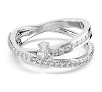 Swarovski Hyperbola Ring, Weißer, Rhodinierter Damenring mit Strahlenden Kristallen in Verschiedenen Schliffen