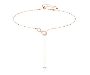Hyperbola Y-Halskette, Unendlichkeit, Weiß, 18K Roségoldbeschichtet OS