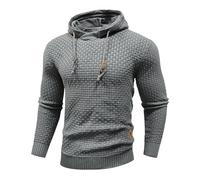 HYPESTFIT Hoodie Herren Langarm Knitted Kapuzenpullover Kordelzug Sweatshirt mit Kapuze Casual Dunkelgrau 3XL