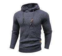 HYPESTFIT Hoodie Herren Langarm Knitted Kapuzenpullover Kordelzug Sweatshirt mit Kapuze Casual Gunmetal Grau 3XL