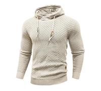 HYPESTFIT Hoodie Herren Langarm Knitted Kapuzenpullover Kordelzug Sweatshirt mit Kapuze Casual Khaki 3XL