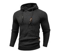HYPESTFIT Hoodie Herren Langarm Knitted Kapuzenpullover Kordelzug Sweatshirt mit Kapuze Casual Schwarz 3XL