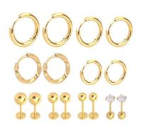 Hypoallergen Creolen Ohrringe Chirurgenstahl, 8 Paar Klein Flatback Ohrring Mehrzweck Set, Winzige Goldene Ohrring Knorpel mit Flacher Rückseite, Zirkonia Kugel Helix Piercings Ohrstecker für Damen