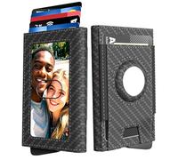 HYTREIX Geldbörse aus Kohlefaser für Herren, minimalistisches, schlankes Smart-Pop-Up-Kreditkartenetui für 6-10 Karten, kompaktes, zweifach faltbares Kartenetui aus Metall und Aluminium