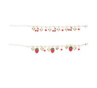 HYTROVE 2stücke Teiliges Filigranes Erdbeer armband aus Hochwertiger Legierung mit Herzanhänger Leichtes Elegantes Schmuckset für Damen und Mädchen Modisches Accessoire für Alltag