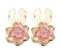 HYTROVE Elegante Rosafarbene Rosenförmige Schmuck Deko aus Legierung mit Strass 2 Stück Abnehmbar und Nähen für Selbstgemacht Bastelarbeiten