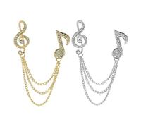 HYTROVE Kreative Musiknoten Broschen Tragbare Anstecknadeln aus Legierung 2 Stück in Gold und Silber als Modisches Schmuckzubehör für Herrenanzug und Kragen