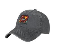 HYTTER Black Aldult Denim Baseball Cap Dragon King in Fire Pattern Adjustable Cotton Hat for Men and Women