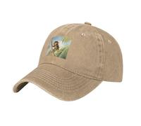 HYTTER Black Aldult Denim Baseball Cap Monkey on The Coconut Tree Pattern Adjustable Cotton Hat for Men and Women, Natürlich, Einheitsgröße