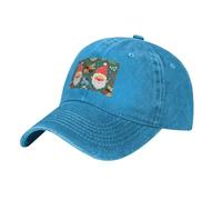 HYTTER Blue Aldult Denim Baseball Cap Christmas Santa Gnome Pattern Adjustable Cotton Hat for Men and Women