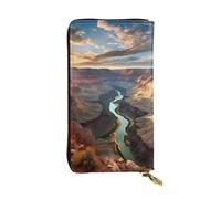 HYTTER Geldbörse aus Leder - Stilvolle und langlebige Geldbörse für Damen mit mehreren Fächern und Reißverschluss-Design Grand Canyon, Arizona-Muster, Schwarz, Einheitsgröße, Schwarz , Einheitsgröße