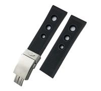 HYUOIND 20 mm 21 mm 22 mm 24 mm Gummi-Faltschließe Silikon-Armband Uhrenarmbänder Kompatibel mit Breitling Navitimer Avenger Uhrenarmband(Blcak silver1,24mm)