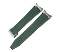 HYUOIND 22-12-mm-Armband mit gebogenem Ende und Metallgliedern aus FKM-Fluorkautschuk, kompatibel mit Tudor Black Bay GMT Pelagos Black Blue Convex Watch Starp(Green Style 2)