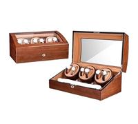 HYWQWJUK Uhrenbox Uhren-Display-Box, drehbare Uhrenbeweger-Box mit Schloss, 13 Slot-Uhrenbox, 7+6 Uhrenbeweger-Box, Uhren-Display-Box Leder Uhrenbox(Wood Brown)