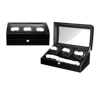 HYWQWJUK Uhrenbox Uhren-Display-Box, drehbare Uhrenbeweger-Box mit Schloss, 13 Slot-Uhrenbox, 7+6 Uhrenbeweger-Box, Uhren-Display-Box Leder Uhrenbox(Black Black)