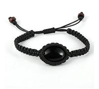 HYXC Edelstein Armband, Freundschaftsarmband Aus Natürlichem Edelstein, Funky, Schwarzer Onyx, Mit Verstellbarem, Geflochtenem Seil, Chakra-Armbänder, Glücklicher Yoga-Sommer-Charme-Schmuck Für Damen