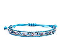 HYXC Woven Bracelet,2Pcs Boho Beach Armband Funky Blau Handgefertigte Gewebte Armbänder Bunte Kristallperlen Freundschaftsarmband Verstellbare Charm-Armbänder Für Frauen