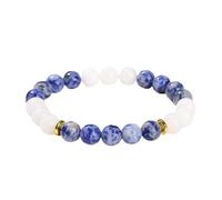 HYXX Chakra Armband, Naturstein-Elegantes Blaues Chalcedon-Kristallarmband Mit Elastischem Seil Chakra-Armbänder Für Frauen-Charme-Schmuck Glücksperlen 19 cm (7,5 Zoll)