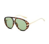 HYYZZC Beliebte, modische Oversize-Sonnenbrille mit Doppelsteg für Damen im Retro-Stil, in Bonbonfarben mit Farbverlauf, UV400-Schutz, Punk-Stil für Herren, Leopardengrün, Einheitsgröße