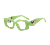 HYYZZC Beliebte modische Polygon-Cat-Eye-Sonnenbrille für Damen, Retro-Jelly-Farben, UV400, klares Gestell, grün-transparent, Einheitsgröße