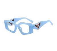 HYYZZC Beliebte modische Polygon-Cat-Eye-Sonnenbrille für Damen und Herren, Retro-Jelly-Farben, UV400, klares Gestell, blau-klar, Einheitsgröße