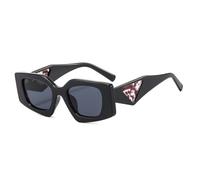 HYYZZC Beliebte modische Polygon-Cat-Eye-Sonnenbrille für Damen und Herren, Retro-Jelly-Farben, UV400, klares Gestell, Schwarz/Grau, Einheitsgröße