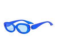 HYYZZC Beliebte ovale Sonnenbrille für Damen und Herren im Retro-Stil mit UV-Schutz 400. Farbe: Blau-Champagner. Mattblau, Einheitsgröße.