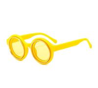 HYYZZC Beliebte, runde Retro-Sonnenbrille in trendigen Bonbonfarben für Damen und Herren, modische Punk-Sonnenbrille, UV400-Schutz, gelb, Einheitsgröße