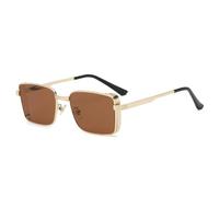 HYYZZC Klassische quadratische Steampunk-Sonnenbrille, luxuriös, für Damen und Herren, Retro-Stil, rechteckig, Punk-Design, Metallrahmen, UV400, Braun, Einheitsgröße