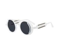 HYYZZC Klassische runde Retro-Sonnenbrille für Damen, modisch und trendig in Jelly-Farben, UV400-Schutz, Vintage-Stil, grau-orange-gelb, Einheitsgröße